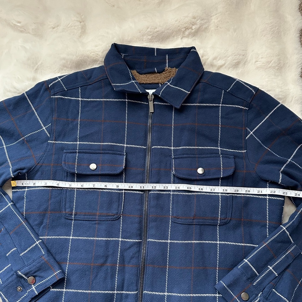 Outdoor William Rast Men's Navy / Blue Plaid Lined Fleece Jacket-M - Picture 9 of 11